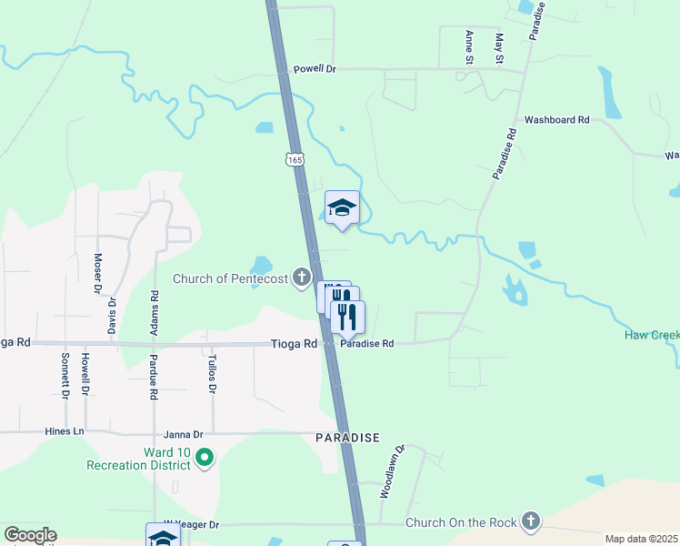 map of restaurants, bars, coffee shops, grocery stores, and more near 5010 Monroe Highway in Ball