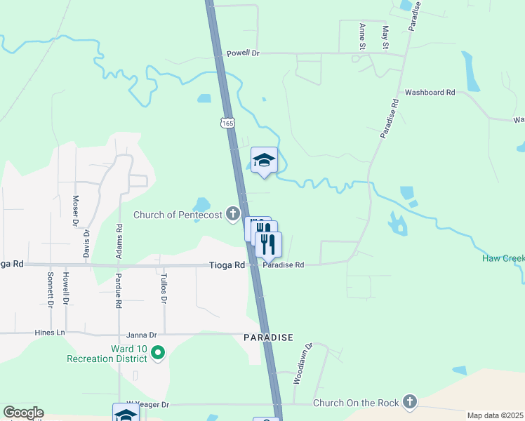 map of restaurants, bars, coffee shops, grocery stores, and more near 5010 Monroe Highway in Ball