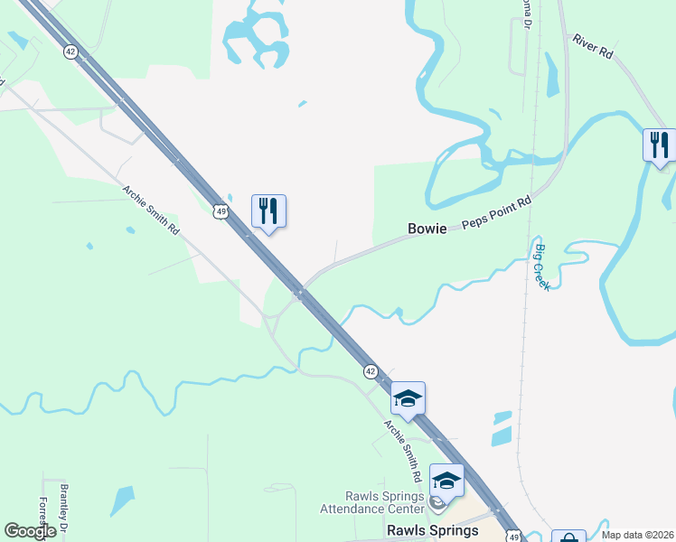 map of restaurants, bars, coffee shops, grocery stores, and more near 24 Peps Point Road in Hattiesburg