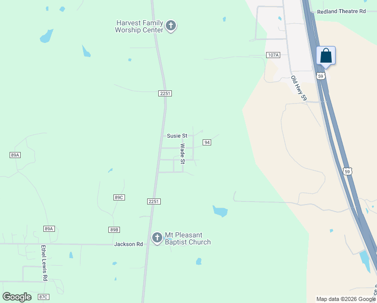 map of restaurants, bars, coffee shops, grocery stores, and more near 224 Jerri Street in Lufkin