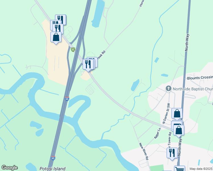 map of restaurants, bars, coffee shops, grocery stores, and more near 13687 Georgia 251 in Darien