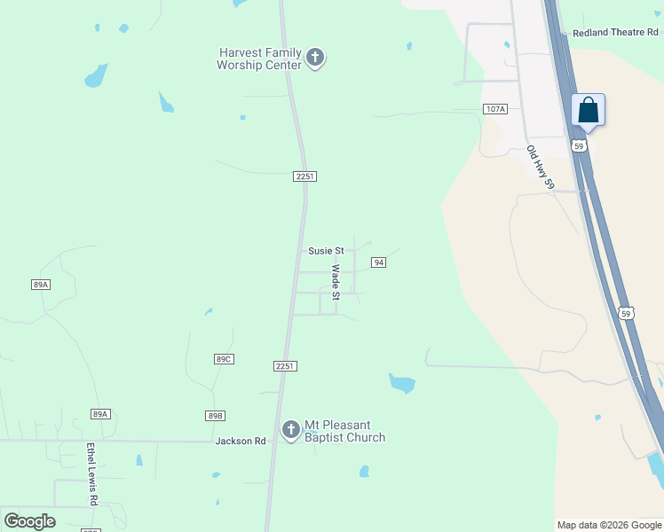 map of restaurants, bars, coffee shops, grocery stores, and more near 224 Jerri Street in Lufkin