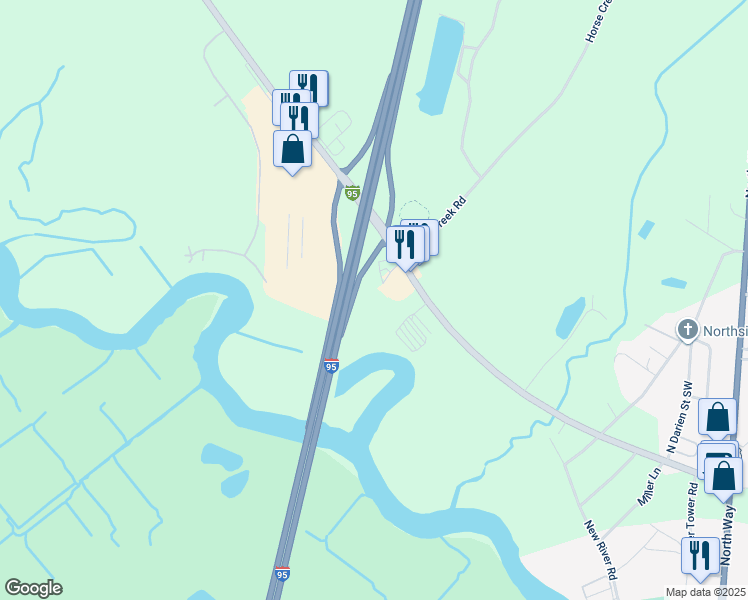 map of restaurants, bars, coffee shops, grocery stores, and more near 13452 Georgia 251 in Darien