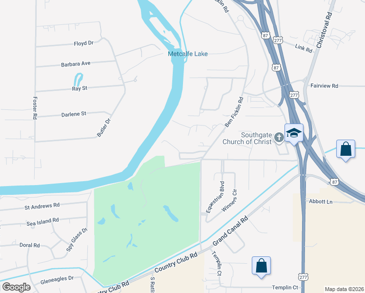 map of restaurants, bars, coffee shops, grocery stores, and more near 1738 La Villa Circle North in San Angelo