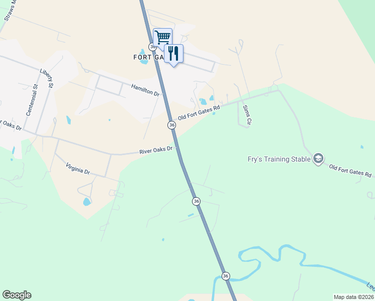 map of restaurants, bars, coffee shops, grocery stores, and more near 4505 Texas 36 in Gatesville