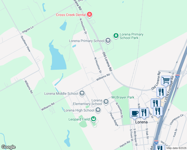 map of restaurants, bars, coffee shops, grocery stores, and more near 402 Greystone Drive in Lorena