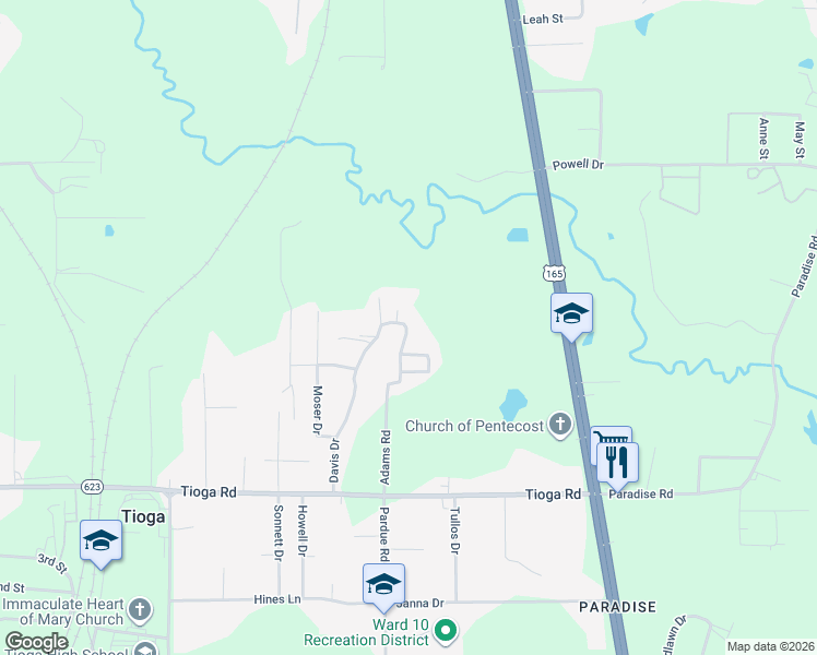 map of restaurants, bars, coffee shops, grocery stores, and more near 5129 Davis Drive in Ball