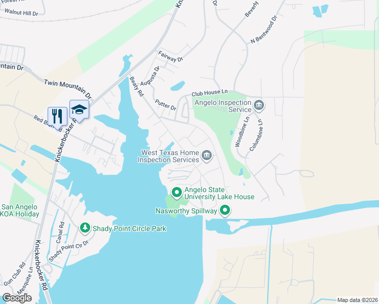 map of restaurants, bars, coffee shops, grocery stores, and more near 1960-2002 Beaty Road in San Angelo