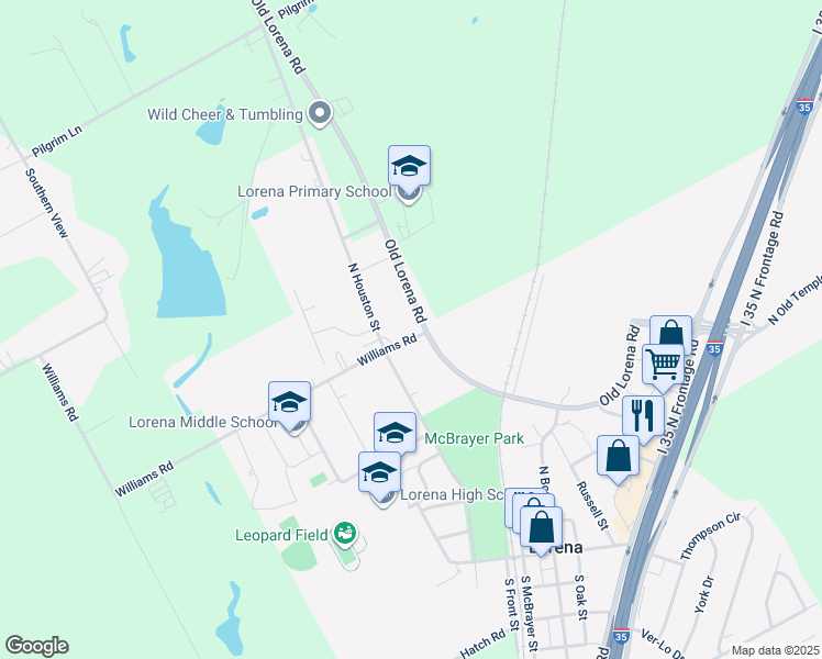 map of restaurants, bars, coffee shops, grocery stores, and more near 6002 Old Lorena Road in Lorena