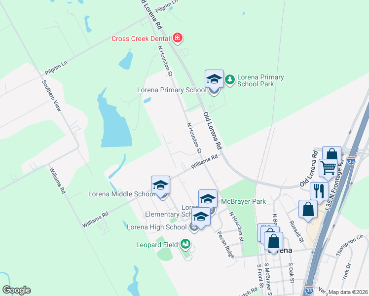 map of restaurants, bars, coffee shops, grocery stores, and more near 402 Greystone Drive in Lorena