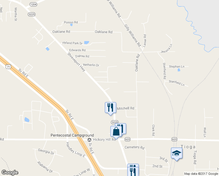 map of restaurants, bars, coffee shops, grocery stores, and more near Sherwood in Pineville