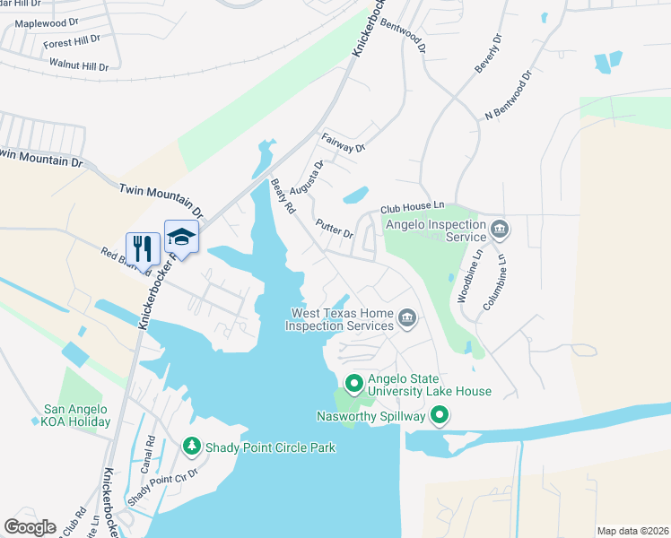 map of restaurants, bars, coffee shops, grocery stores, and more near 2002 Beaty Rd in San Angelo