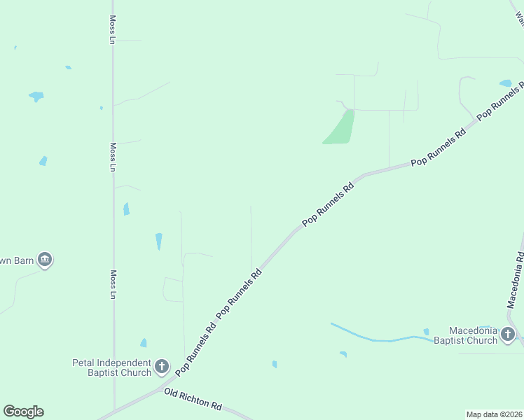 map of restaurants, bars, coffee shops, grocery stores, and more near J J Runnels Road in Petal