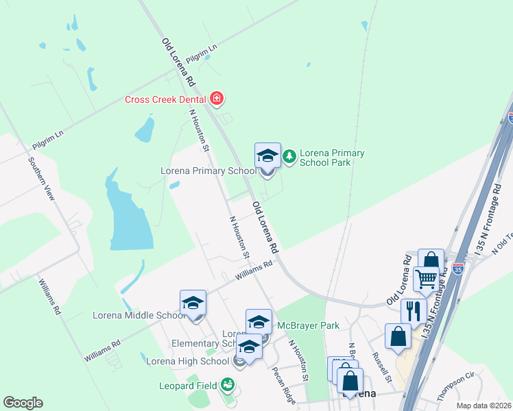 map of restaurants, bars, coffee shops, grocery stores, and more near 6944 Old Lorena Road in Lorena