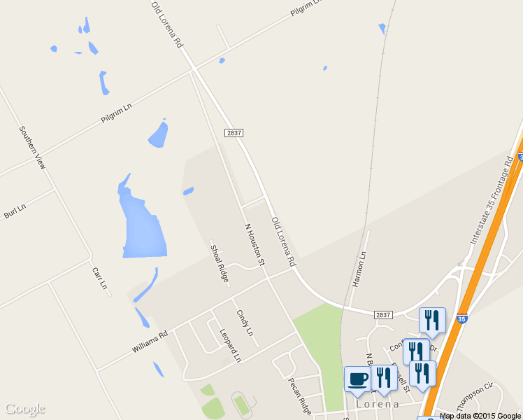 map of restaurants, bars, coffee shops, grocery stores, and more near 6944 Old Lorena Road in Lorena
