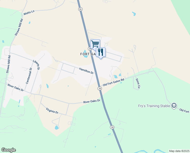 map of restaurants, bars, coffee shops, grocery stores, and more near 4302 Texas 36 in Gatesville