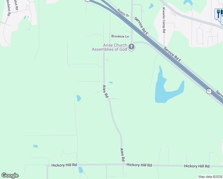 map of restaurants, bars, coffee shops, grocery stores, and more near 725 Ates Road in Pineville