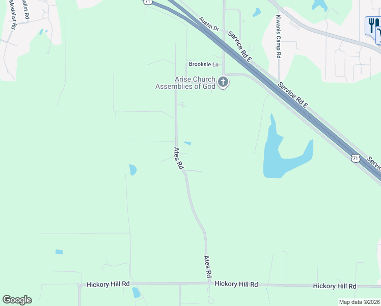 map of restaurants, bars, coffee shops, grocery stores, and more near 725 Ates Road in Pineville
