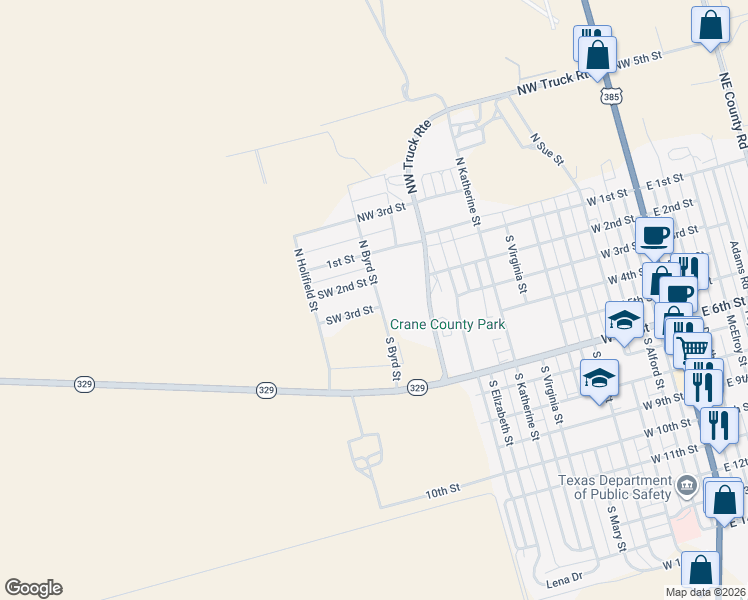 map of restaurants, bars, coffee shops, grocery stores, and more near 1100-1116 Southwest 3rd Street in Crane