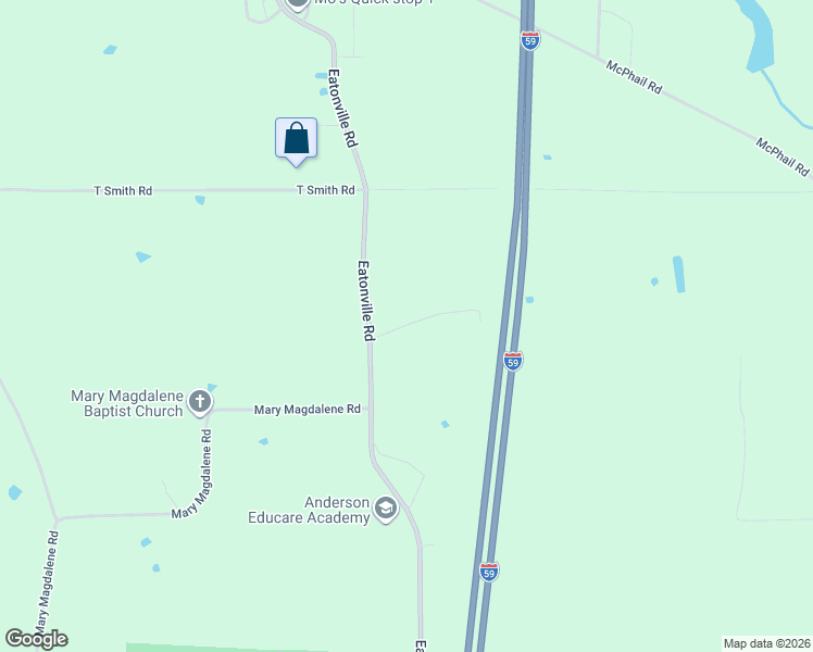 map of restaurants, bars, coffee shops, grocery stores, and more near 510 Eatonville Road in Hattiesburg