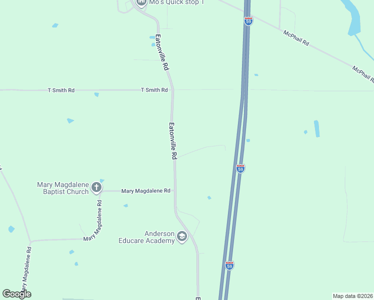 map of restaurants, bars, coffee shops, grocery stores, and more near 510 Eatonville Road in Hattiesburg