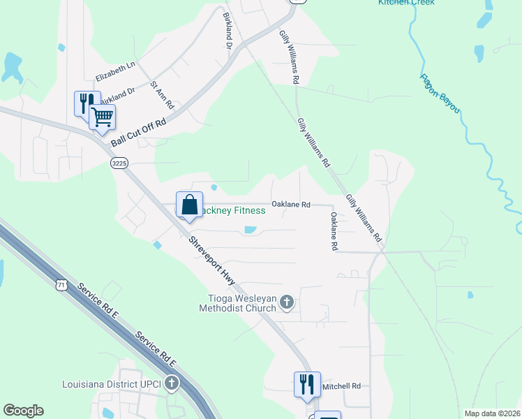 map of restaurants, bars, coffee shops, grocery stores, and more near 5667 Oaklane Road in Pineville