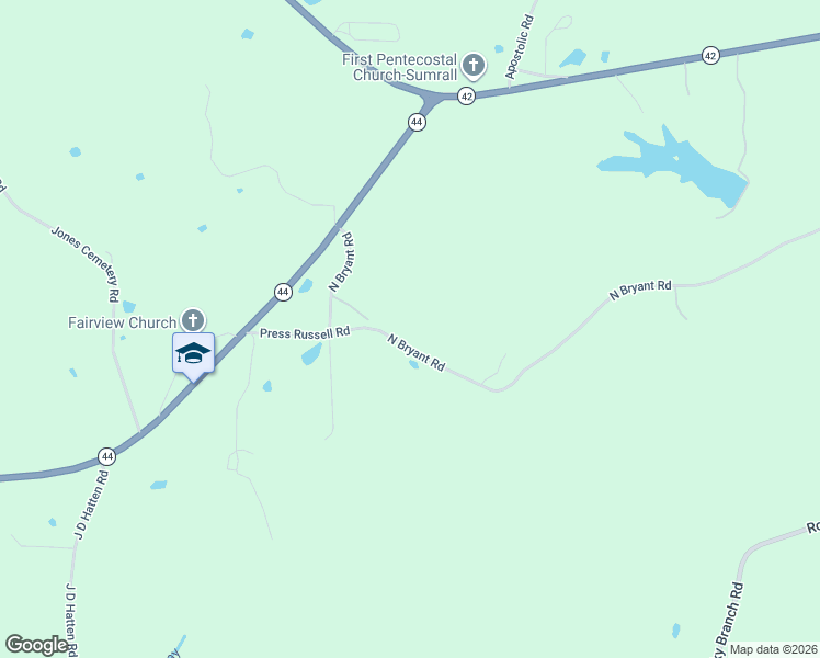 map of restaurants, bars, coffee shops, grocery stores, and more near 92 North Bryant Road in Sumrall
