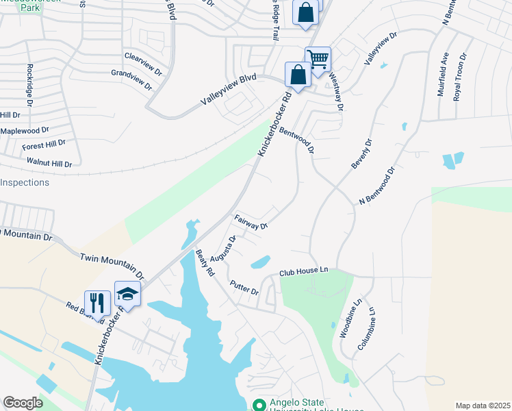 map of restaurants, bars, coffee shops, grocery stores, and more near 5525 Fairway Drive in San Angelo