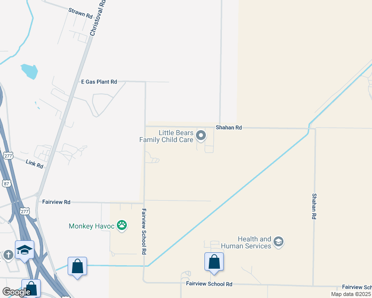 map of restaurants, bars, coffee shops, grocery stores, and more near 1385 Shahan Road in San Angelo