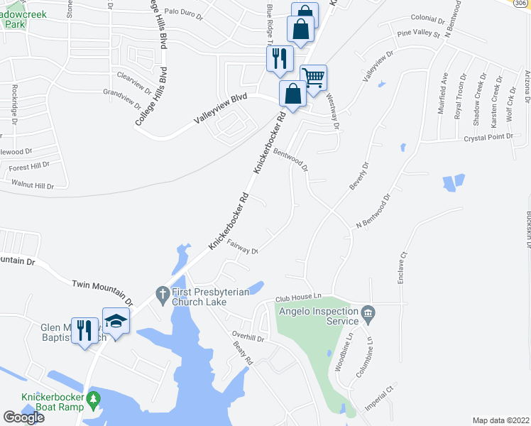 map of restaurants, bars, coffee shops, grocery stores, and more near 2501 Sawgrass Dr. in San Angelo