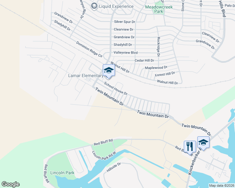 map of restaurants, bars, coffee shops, grocery stores, and more near 6001 Brazos Street in San Angelo