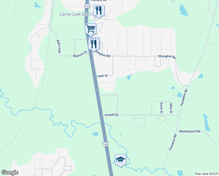map of restaurants, bars, coffee shops, grocery stores, and more near 5610 Monroe Highway in Ball