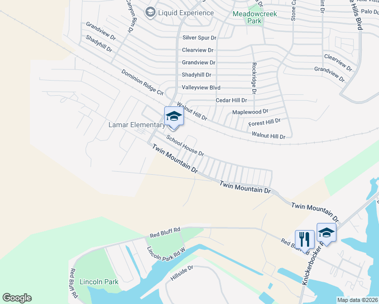 map of restaurants, bars, coffee shops, grocery stores, and more near 6001 Brazos Street in San Angelo