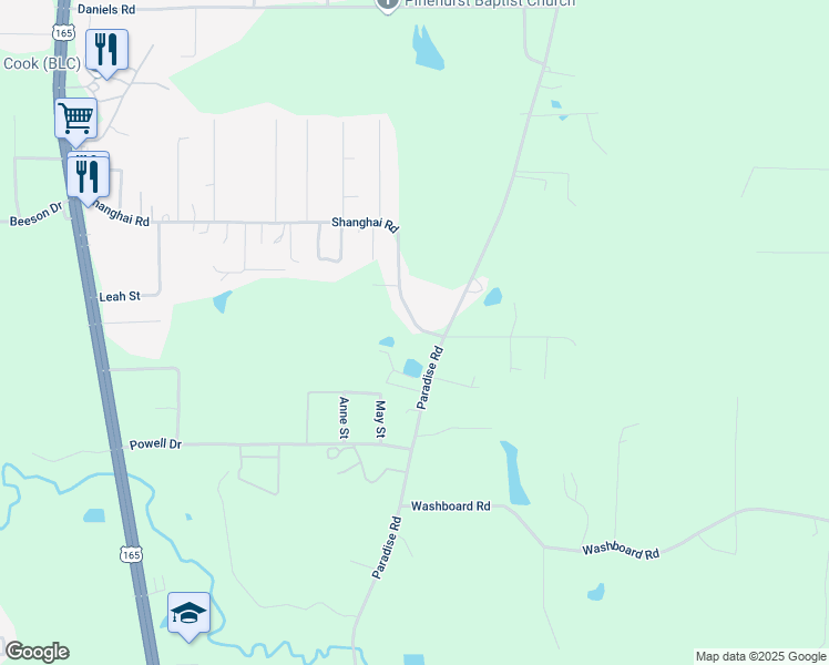 map of restaurants, bars, coffee shops, grocery stores, and more near 920 Shanghai Road in Ball