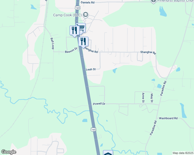 map of restaurants, bars, coffee shops, grocery stores, and more near 5610 Monroe Highway in Ball