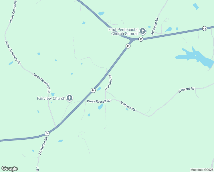 map of restaurants, bars, coffee shops, grocery stores, and more near 21 North Bryant Road in Sumrall