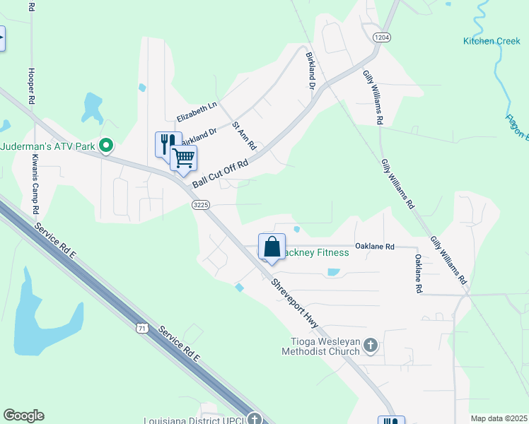 map of restaurants, bars, coffee shops, grocery stores, and more near 205 Poisso Road in Pineville