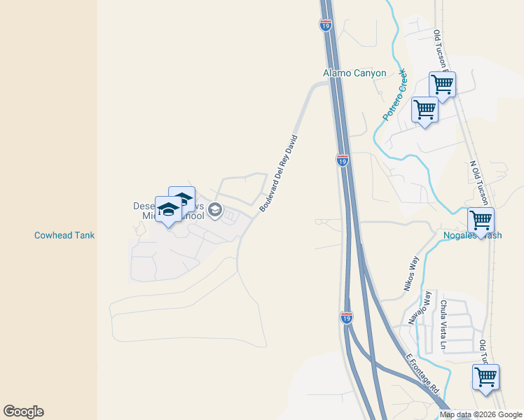 map of restaurants, bars, coffee shops, grocery stores, and more near Boulevard Del Rey David in Nogales