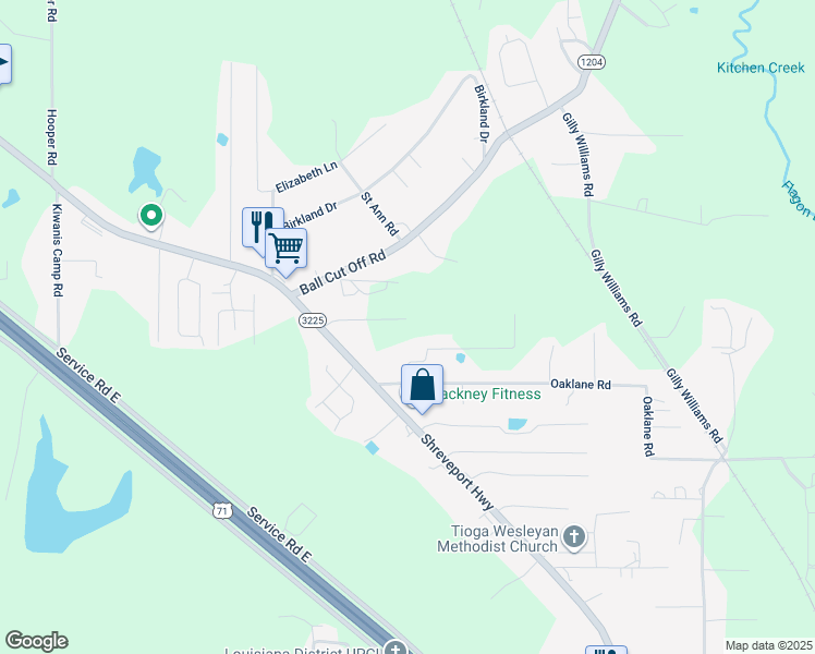 map of restaurants, bars, coffee shops, grocery stores, and more near 205 Poisso Road in Pineville