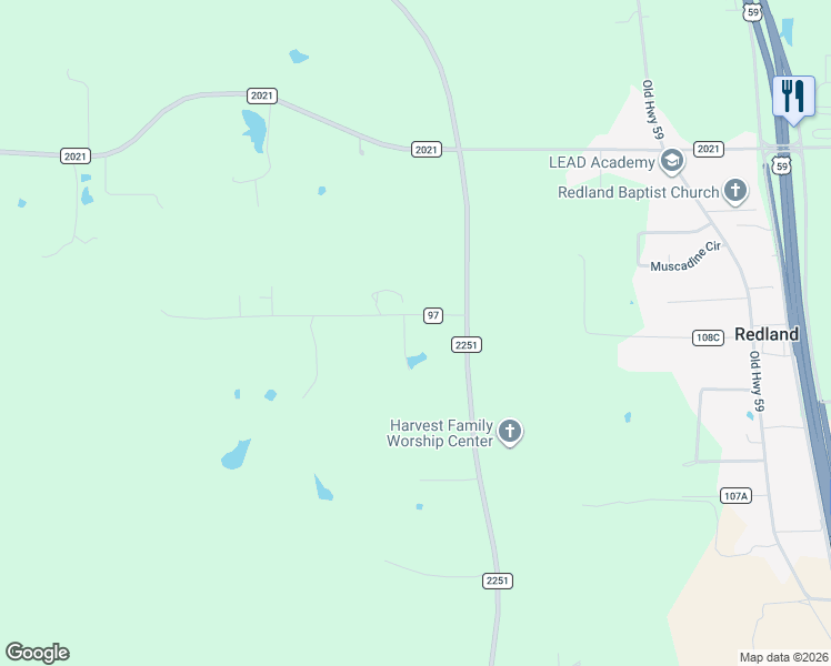 map of restaurants, bars, coffee shops, grocery stores, and more near 211 County Barn Road in Lufkin