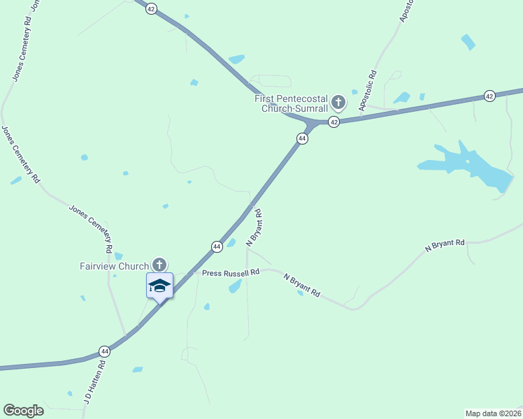 map of restaurants, bars, coffee shops, grocery stores, and more near 21 North Bryant Road in Sumrall