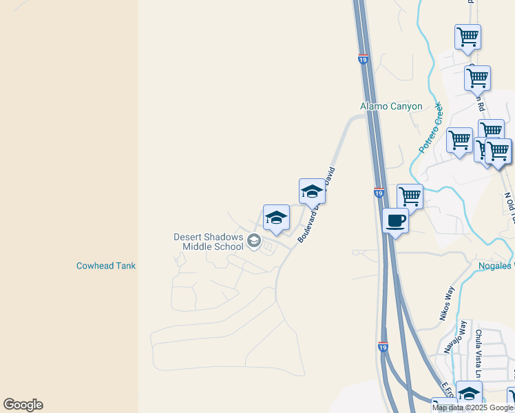 map of restaurants, bars, coffee shops, grocery stores, and more near 418 Camino Dona Cydney in Nogales