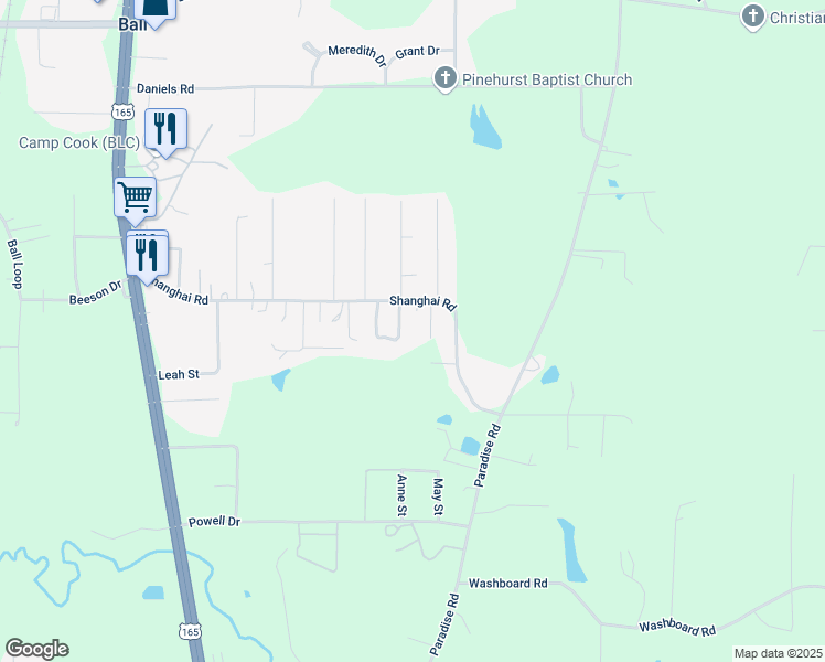 map of restaurants, bars, coffee shops, grocery stores, and more near Buds Trailer Ct in Ball