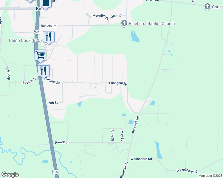 map of restaurants, bars, coffee shops, grocery stores, and more near Buds Trailer Ct in Ball