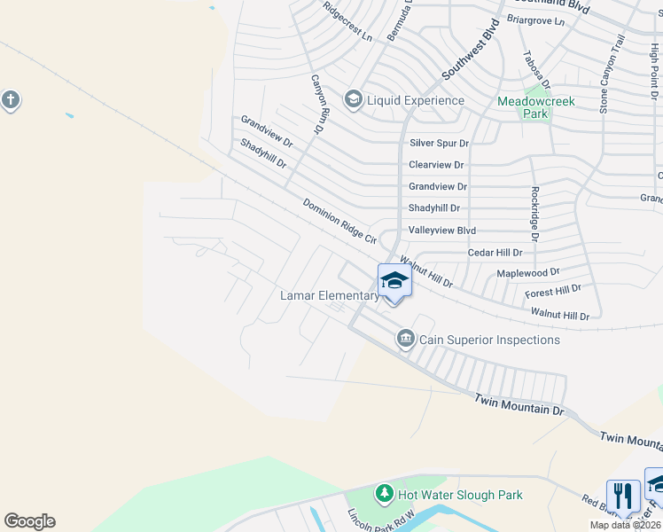 map of restaurants, bars, coffee shops, grocery stores, and more near 3537 Toyah Street in San Angelo