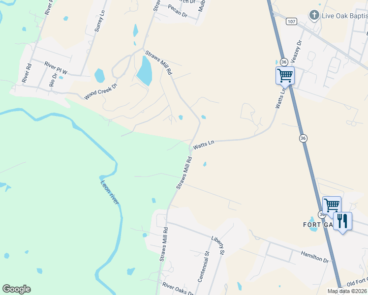 map of restaurants, bars, coffee shops, grocery stores, and more near 904 Straws Mill Road in Gatesville