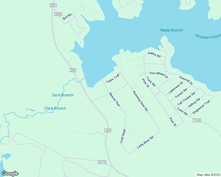 map of restaurants, bars, coffee shops, grocery stores, and more near 143 Beaver Run in Grapeland