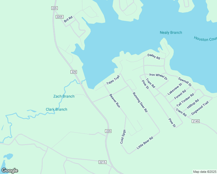 map of restaurants, bars, coffee shops, grocery stores, and more near 143 Beaver Run in Grapeland