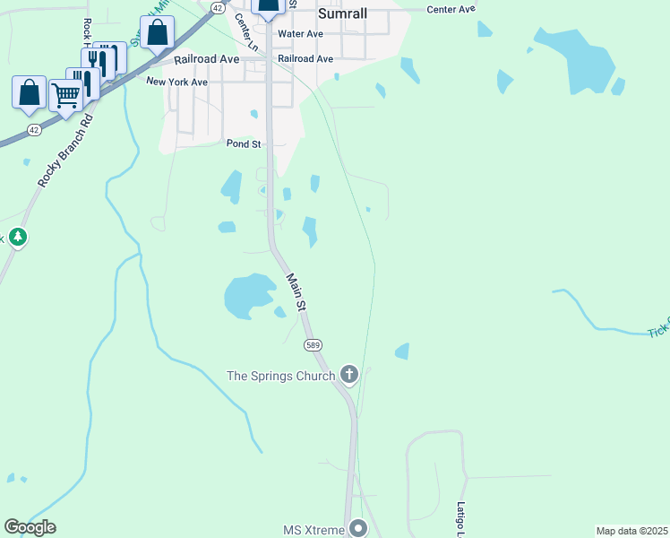 map of restaurants, bars, coffee shops, grocery stores, and more near 4732 Mississippi 589 in Sumrall