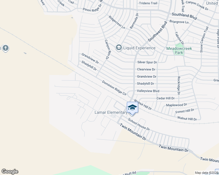 map of restaurants, bars, coffee shops, grocery stores, and more near 3541 Dominion Ridge in San Angelo